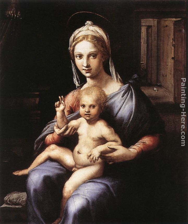 Madonna and Child painting - Giulio Romano Madonna and Child art painting